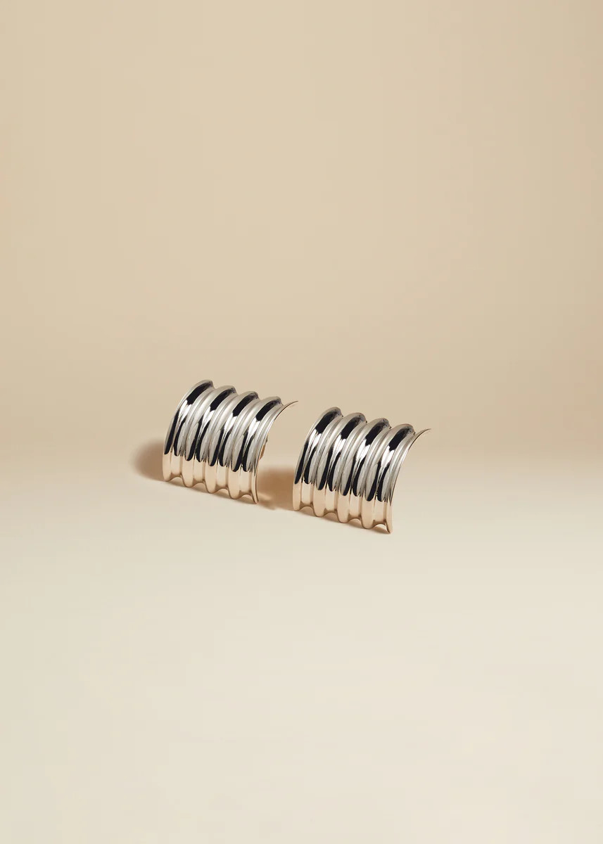 The Small Julius Panel Earrings in Silver | Khaite