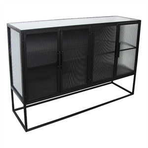 Moe's Home Collection Tandy Metal Cabinet with Glass Doors in Black | Cymax