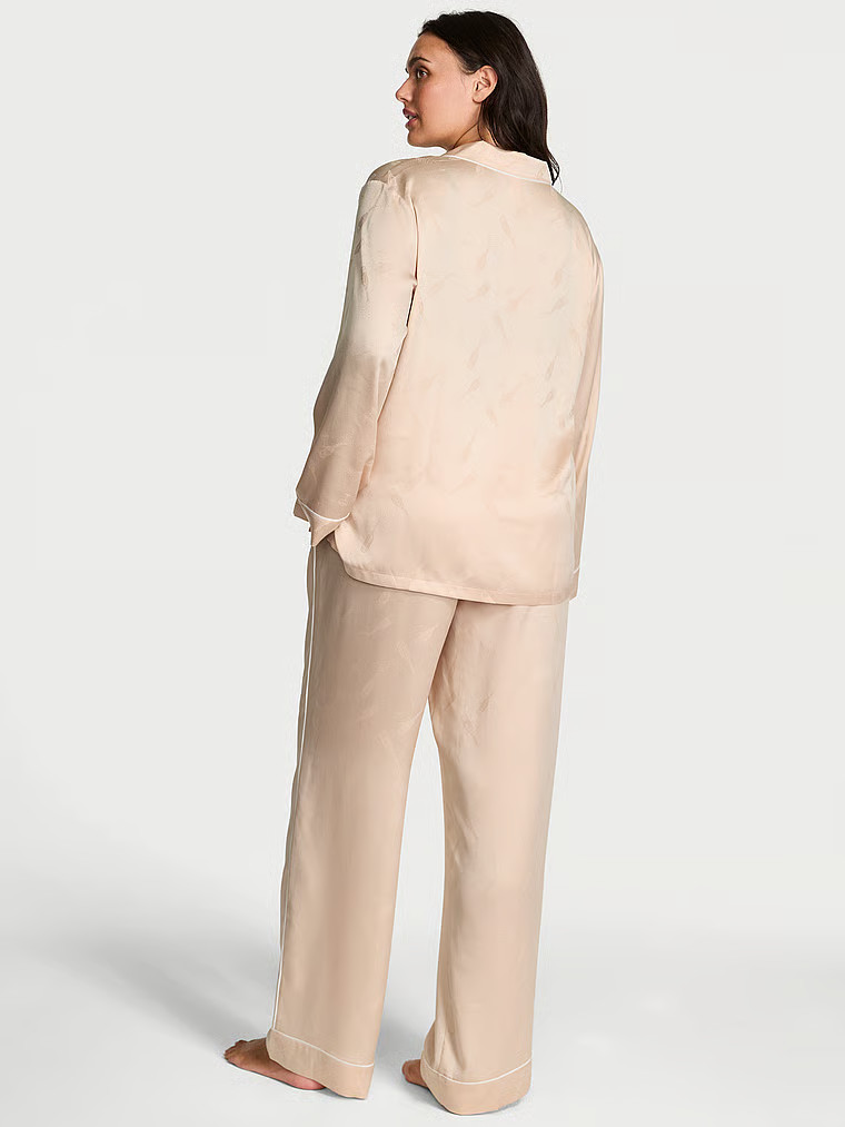 Buy Glazed Satin Champagne Long Pajama Set, Champagne Jacquard W Champagne Bottles - Order Pajama... | Victoria's Secret (US / CA )