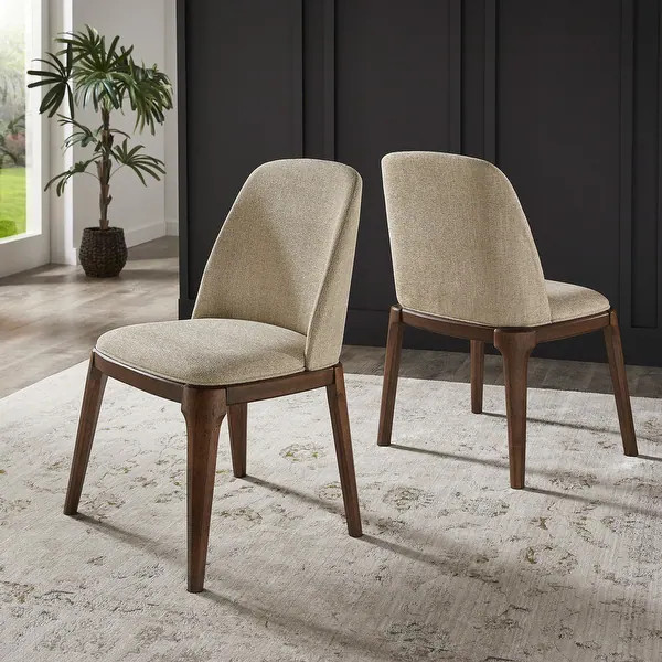 Rondo Upholstered Side Chairs with Walnut Legs (Set of 2) by iNSPIRE Q Modern | Bed Bath & Beyond