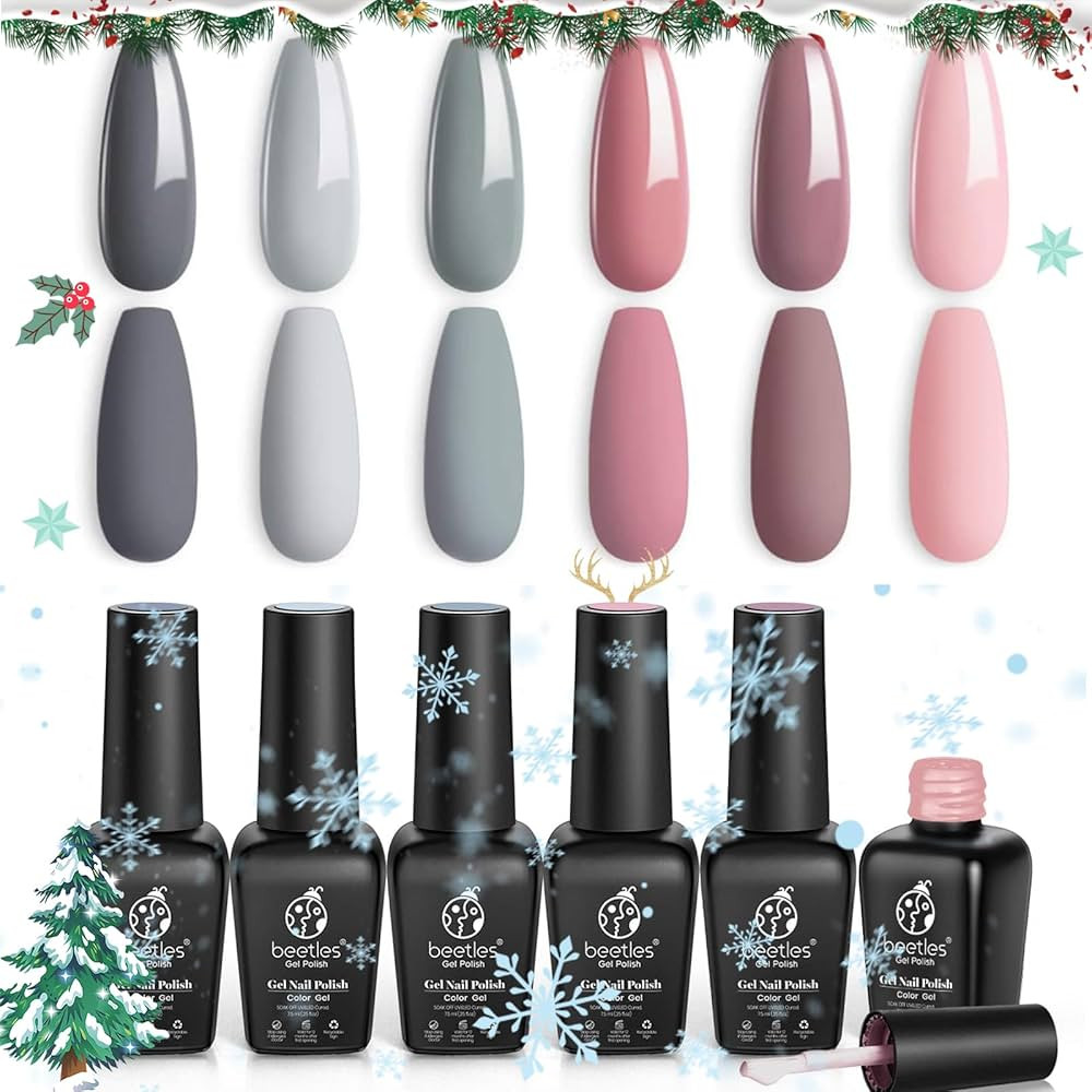 Beetles Bridesmaid Beauty Classic Gel Nail Polish Set - Nude Gray Pink 6 Colors Wedding Gel Polis... | Amazon (US)