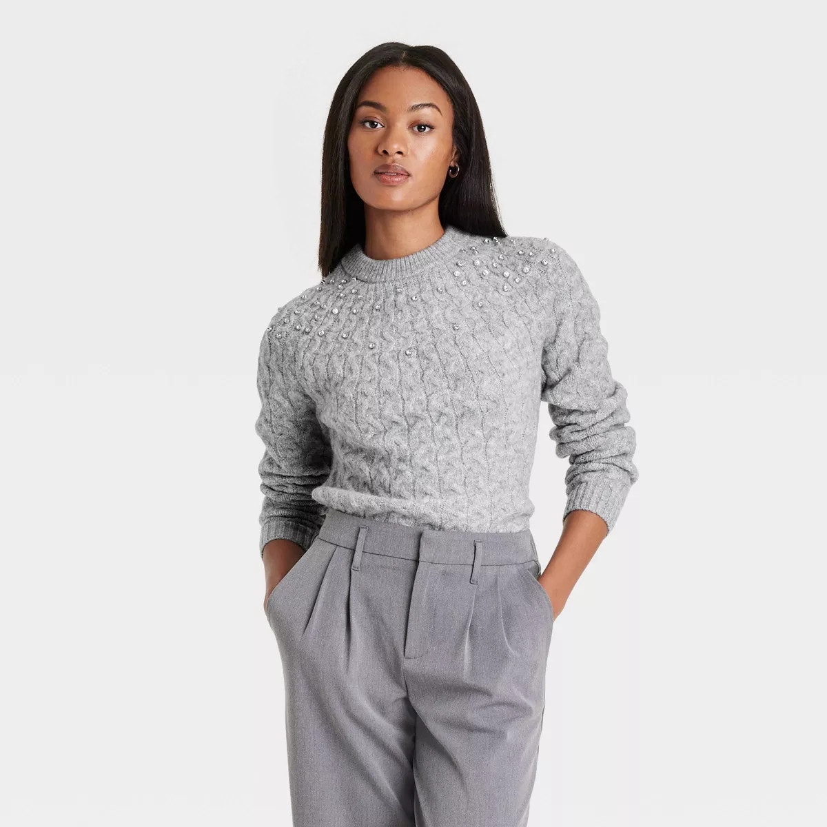 Women's Cable Crewneck Pullover Sweater - A New Day™ | Target