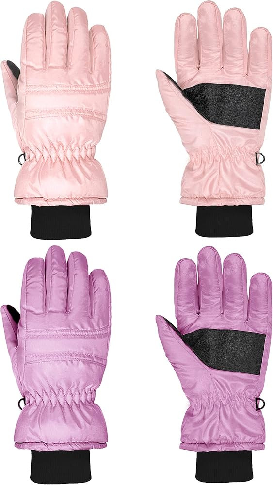 Geyoga 2 Pairs Kids Ski Gloves Waterproof Winter Mittens Warm Gloves Snow Mittens for Children | Amazon (US)