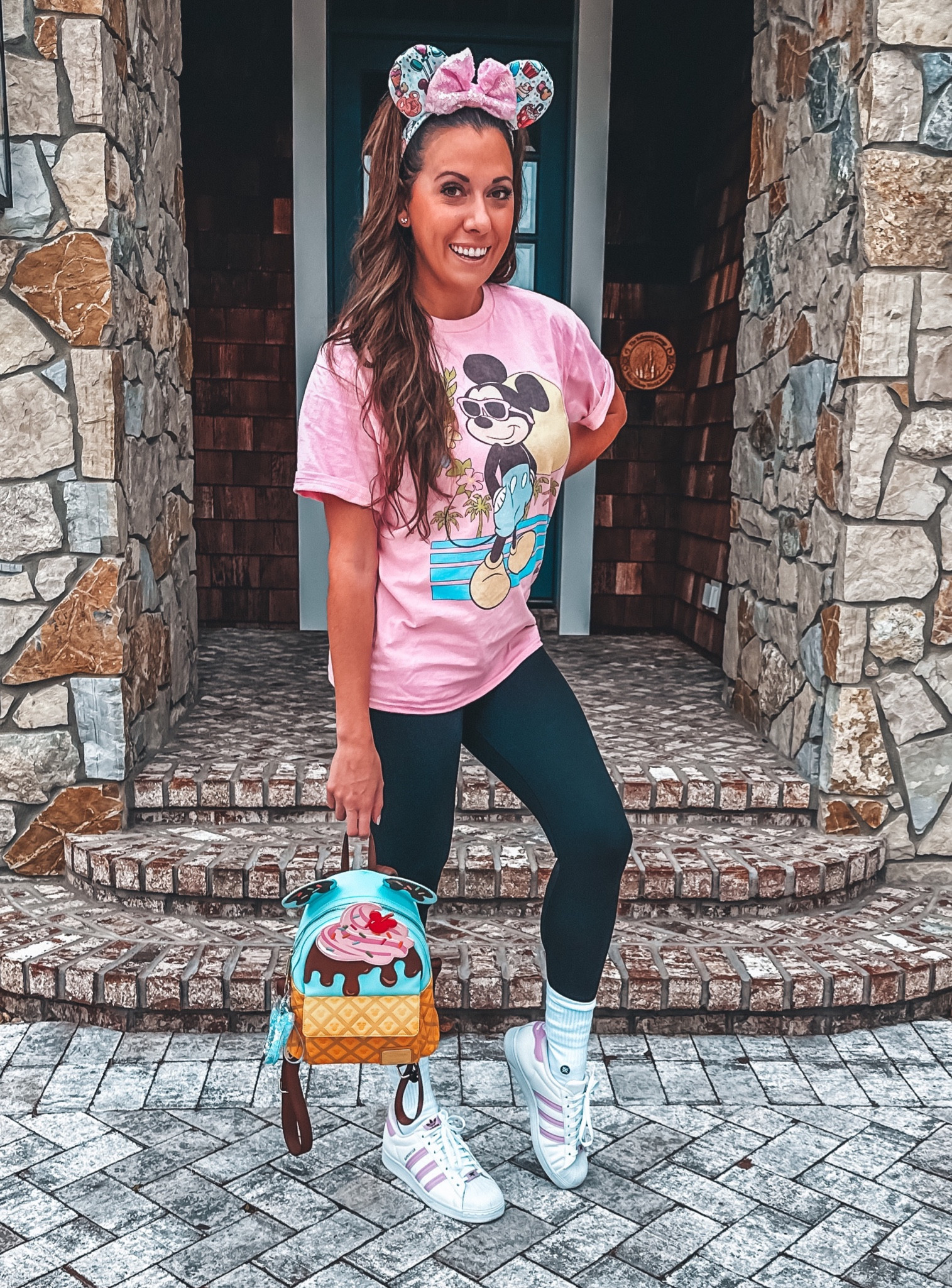 Disney outfit. Vintage Disney tshirt. Pink Disney outfit. Disney bag. Disney fashion. Disney World outfit. 

#LTKtravel #LTKFind #LTKfamily