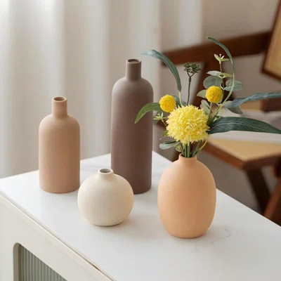 4-Piece Set Of Neutral-Colored Modern Ceramic Vases, Perfect For Home Decor And Storage, An Ideal Birthday Gift For Moms, Sisters, Or Best Friends. | Wayfair North America