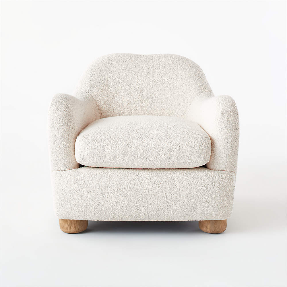 Bacio Cream Boucle Lounge Chair with Bleached Oak Legs by Ross Cassidy + Reviews | CB2 | CB2