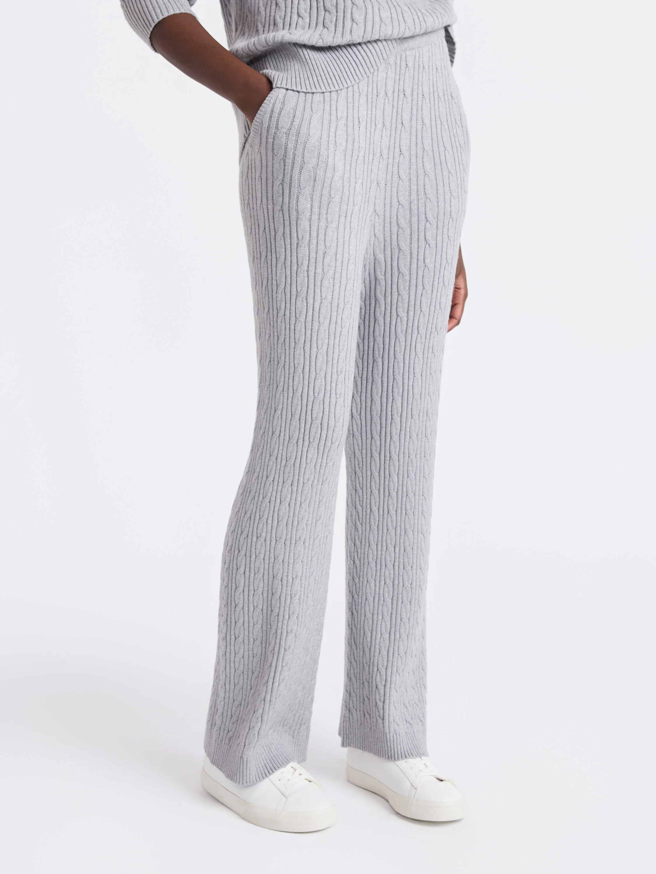 Free Assembly Women's Cozy Yarn Wide Leg Cable Knit Sweater Pants, Size XS-XXL - Walmart.com | Walmart (US)