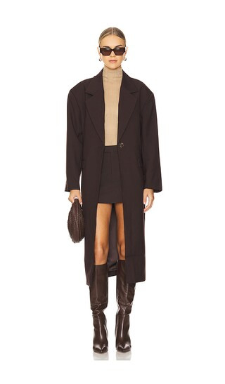 Maika Oversized Coat in Dark Chocolate | Revolve Clothing (Global)