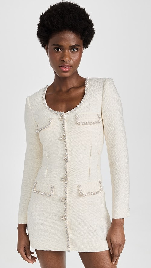 Cream Boucle Tailored Mini Dress | Shopbop