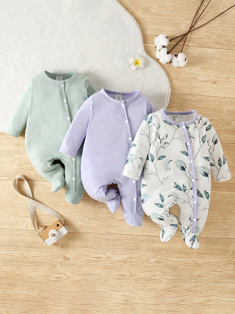 Baby 3pcs Plants Print Footed Sleep Jumpsuit
       
              
              $17.80  
      ... | SHEIN
