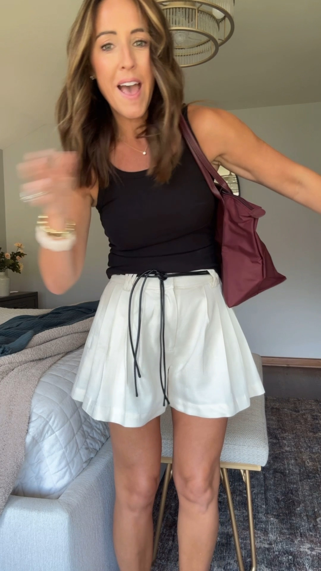 These pretty pleated skirty shorts!! 
SO cute. XS 
XS tank.

#LTKootd #LTKmomlife #LTKOver40