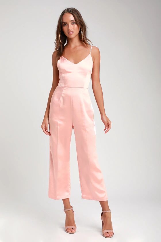 Turn the Spotlights On Blush Pink Satin Culotte Jumpsuit | Lulus (US)