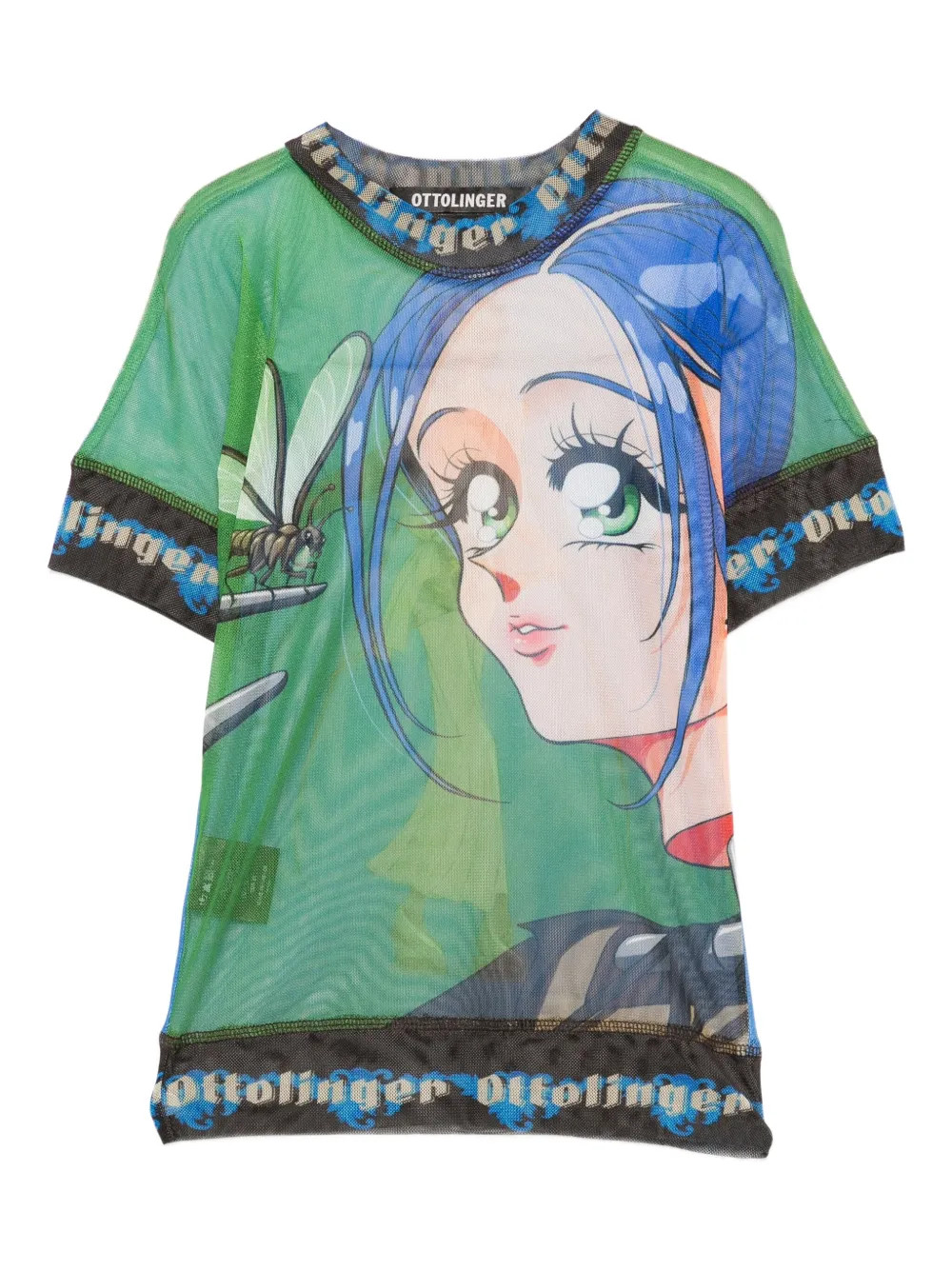 Ottolingeranime-print mesh top | Farfetch Global