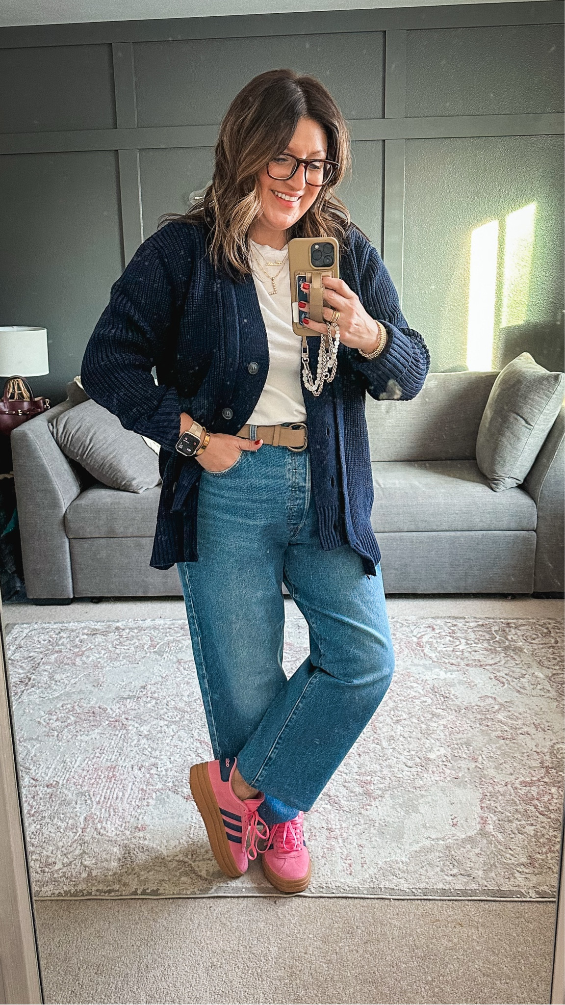 Cardigan (XL) - Macy’s
Tee (L) - Nuuds
Belt (L) - Banana Republic Factory 
Jeans (34) - Macy’s
Adidas - Macy’s

#macyspartner

#LTKOver40 #LTKSaleAlert #LTKMidsize