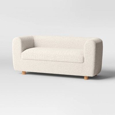 Fully Upholstered Storage Bench Cream  Faux Shearling - Threshold™ | Target