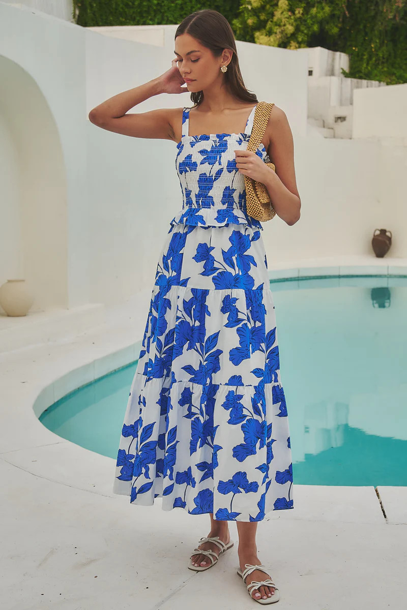 Lindsy Smocked Maxi Dress Gemmi Floral | Sugarlips