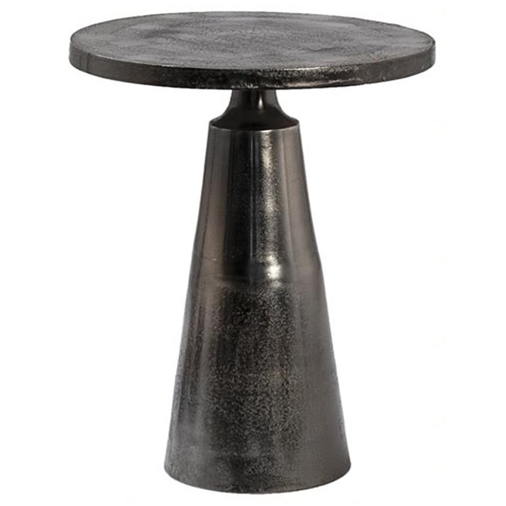 Frankie Industrial Loft Black Metal Round Side Table | Kathy Kuo Home