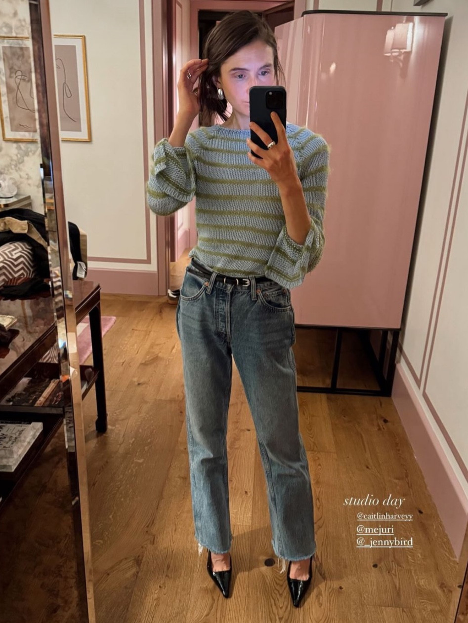 Studio day! Wearing some of my new jewelry today 🤍