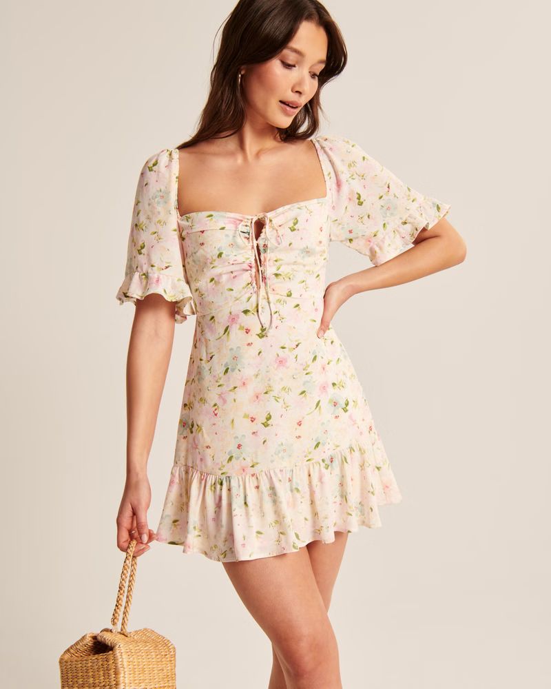 Double Keyhole Flirty Mini Dress | Abercrombie & Fitch (US)
