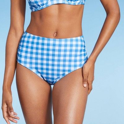 Women's High Leg High Waist Medium Coverage Bikini Bottom - Kona Sol™ Blue | Target