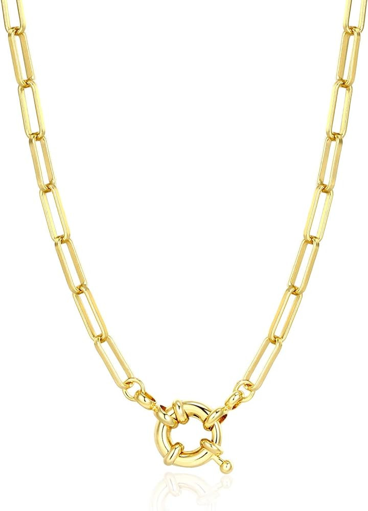 BOUTIQUELOVIN 14K Gold Plated Lock Necklace for Women and Girls Paperclip Link Chain Padlock Neck... | Amazon (US)