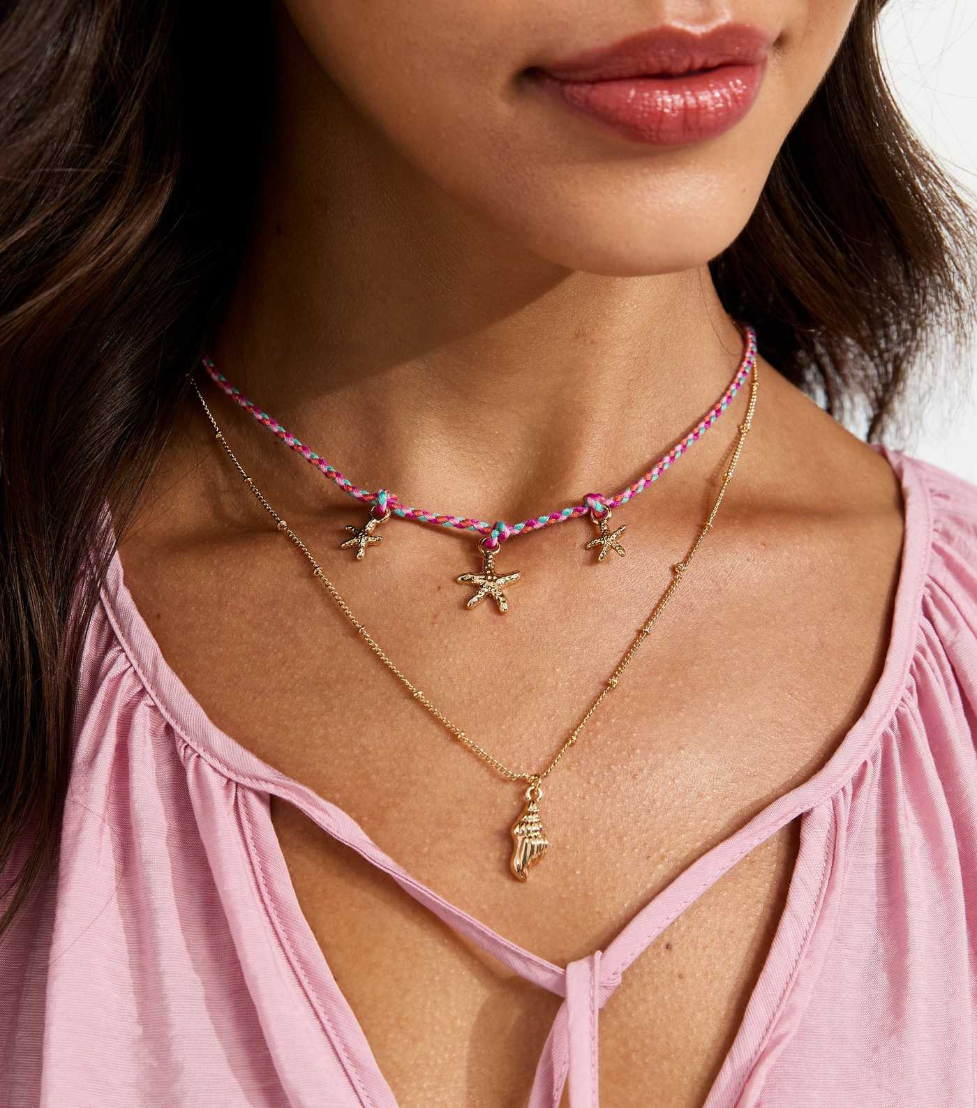 Light Pink 2 Layer Shell Charm Necklace | New Look | New Look (UK)