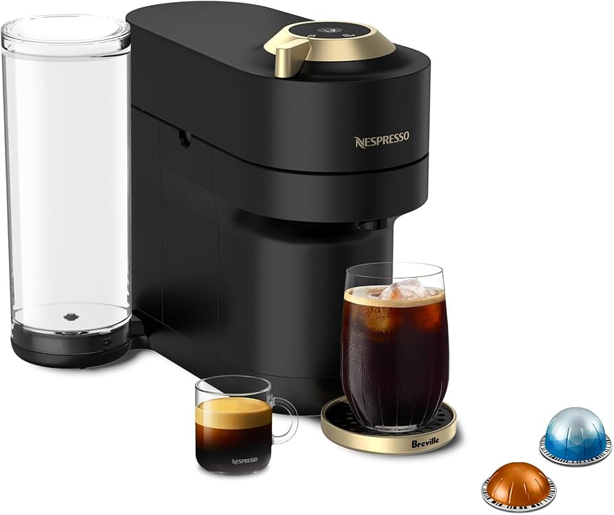 Nespresso Limited-Edition Vertuo Pop+ Coffee and Espresso Maker by Breville, Matte Black Gold | Amazon (US)