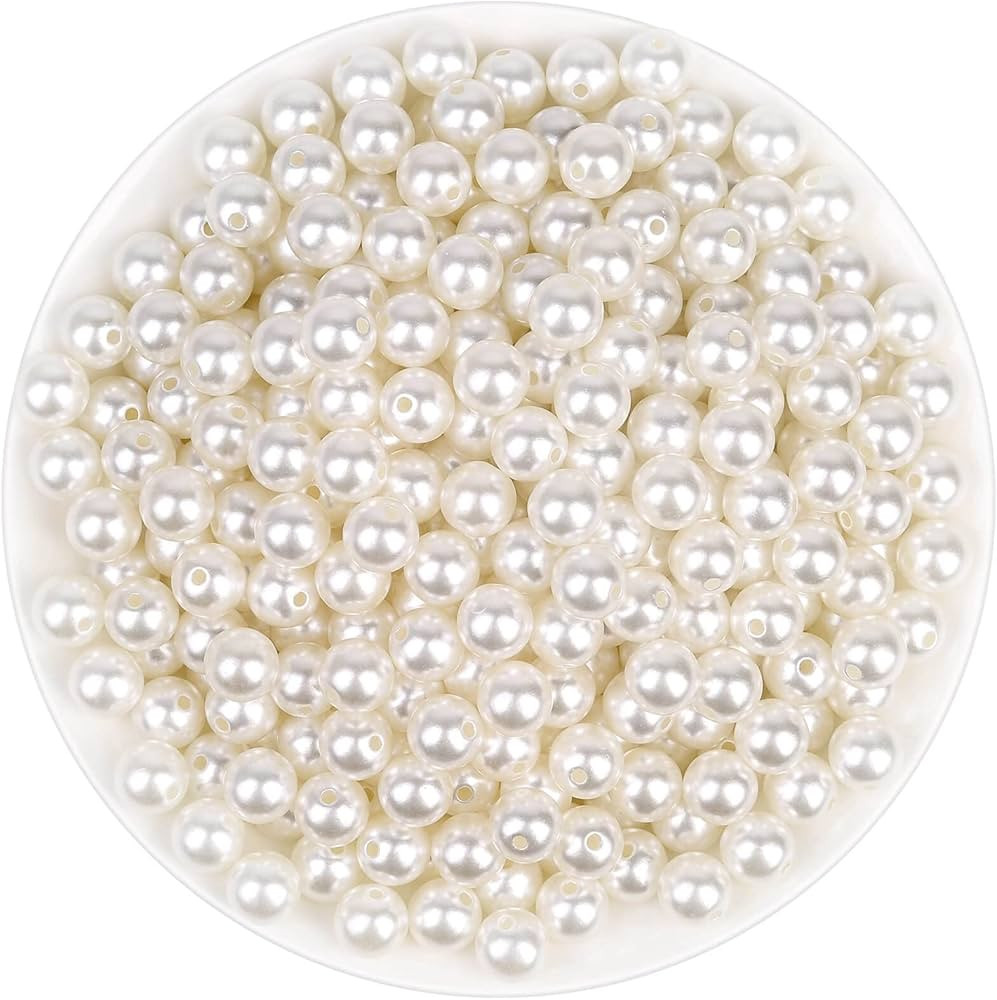 Pearl Beads for Craft, Anezus 500pcs Ivory Faux Fake Pearls, 10 MM Small Sew on Pearl Beads with ... | Amazon (US)