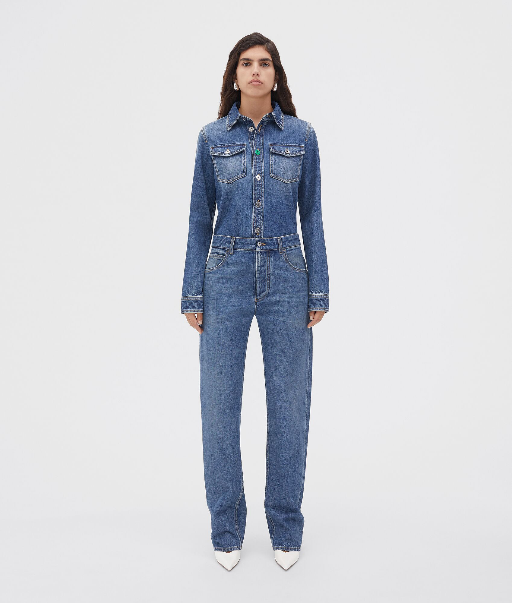 Medium Washed Mid Rise Straight Denim | Bottega Veneta