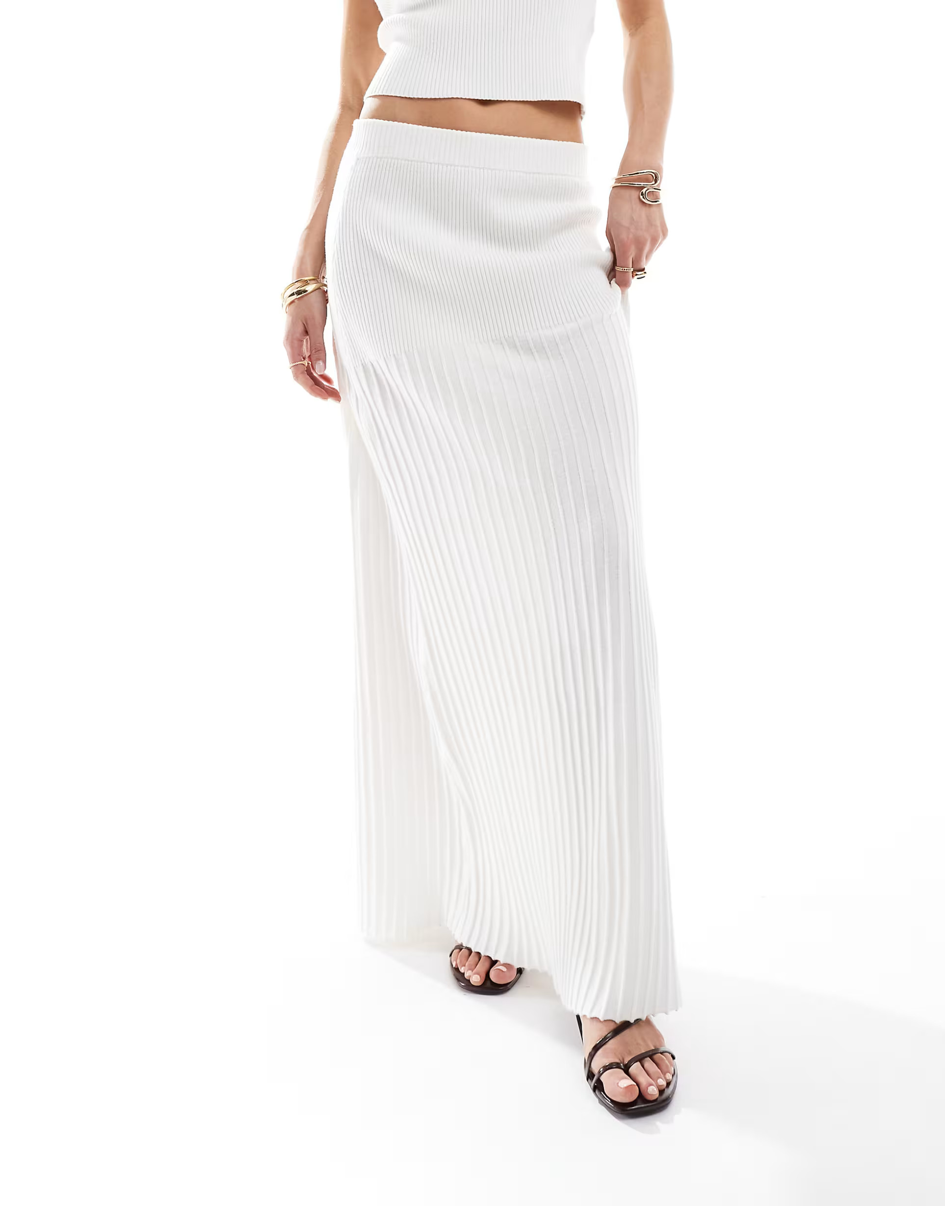 4th & Reckless knitted maxi skirt co-ord in white | ASOS (Global)