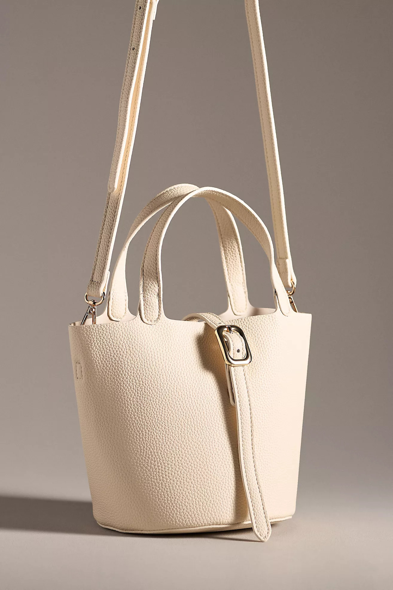 Mini Pebbled Faux-Leather Bucket Bag | Anthropologie (US)