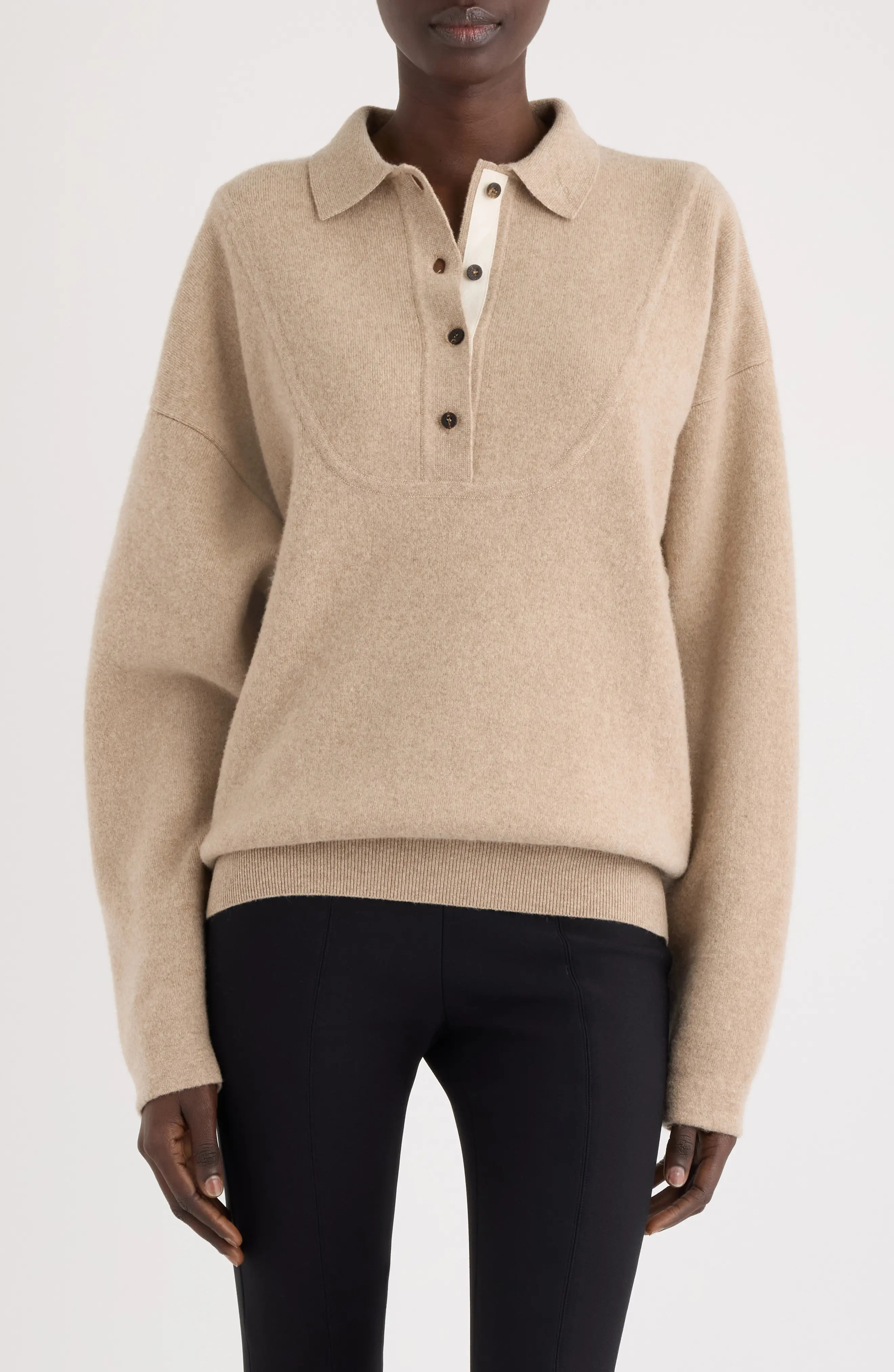 Jacquemus La Maille Vareuse Pallone Merino Wool & Cashmere Polo Sweater (Women) | Nordstrom | Nordstrom