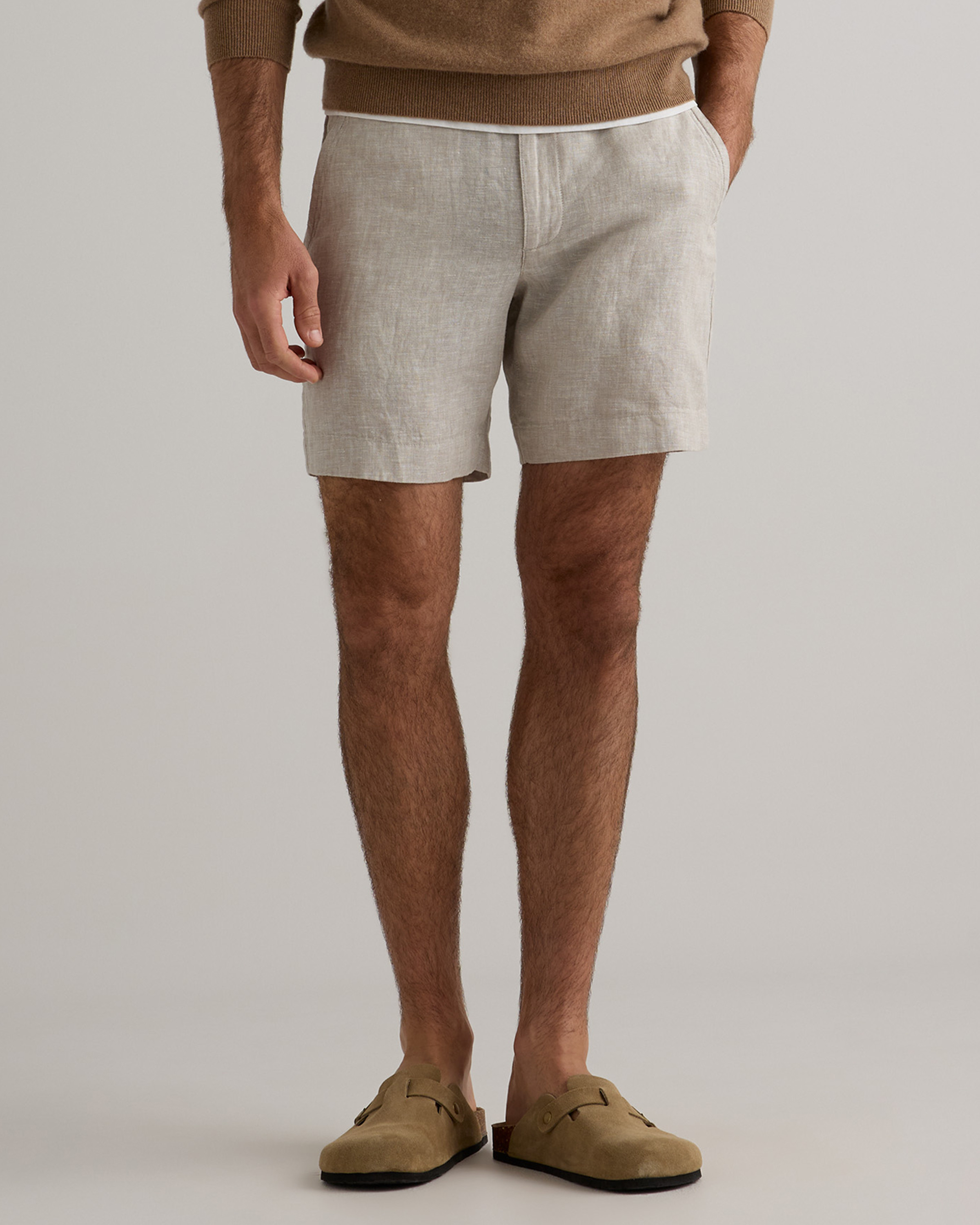 Quince | Men's 100% European Linen 7"" Trouser Shorts in Flax, Size Medium | Quince