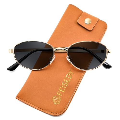 FEISEDY Oval Metal Sunglasses for Women and Men, Classic UV400 Protection Shades Retro Trendy Driving Fishing Eyewear B0430 | Amazon (US)