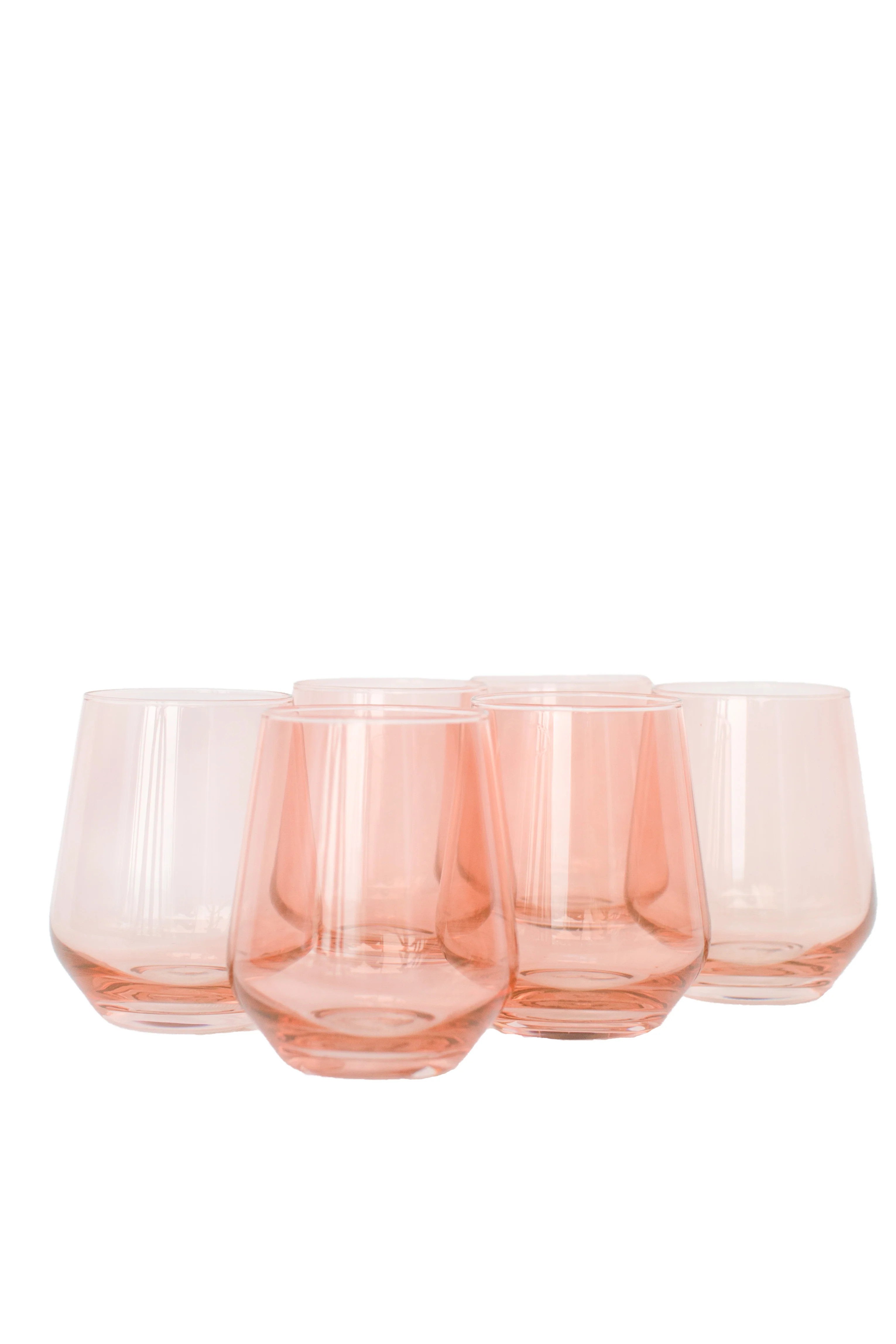 Estelle Colored Wine Stemless - Set of 6 {Blush Pink} | Estelle Colored Glass