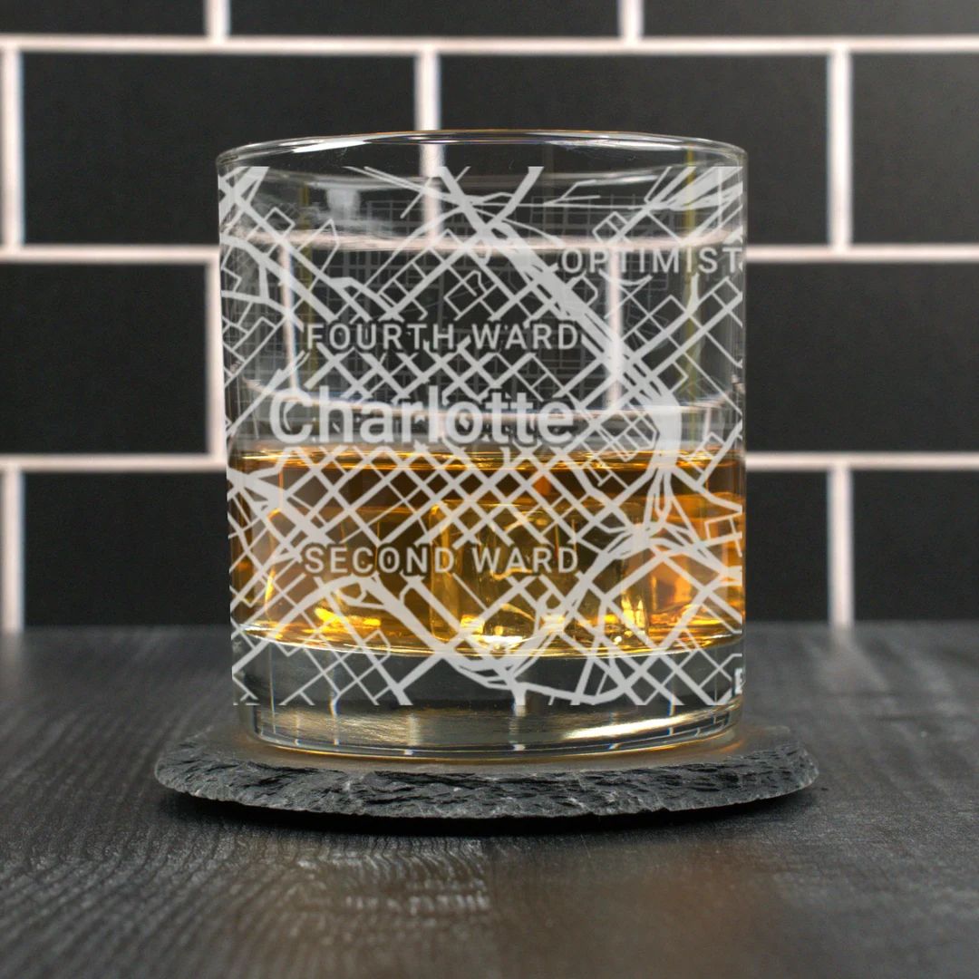 Charlotte Whiskey Glass, Charlotte NC Rocks Glass Gift, Engraved City Map Glass, Charlotte North ... | Etsy (US)