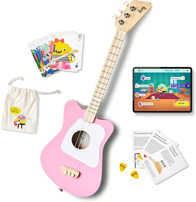 Loog Mini Acoustic kids Guitar for Beginners 3-strings Ages 3+ Learning app and lessons included | Amazon (US)