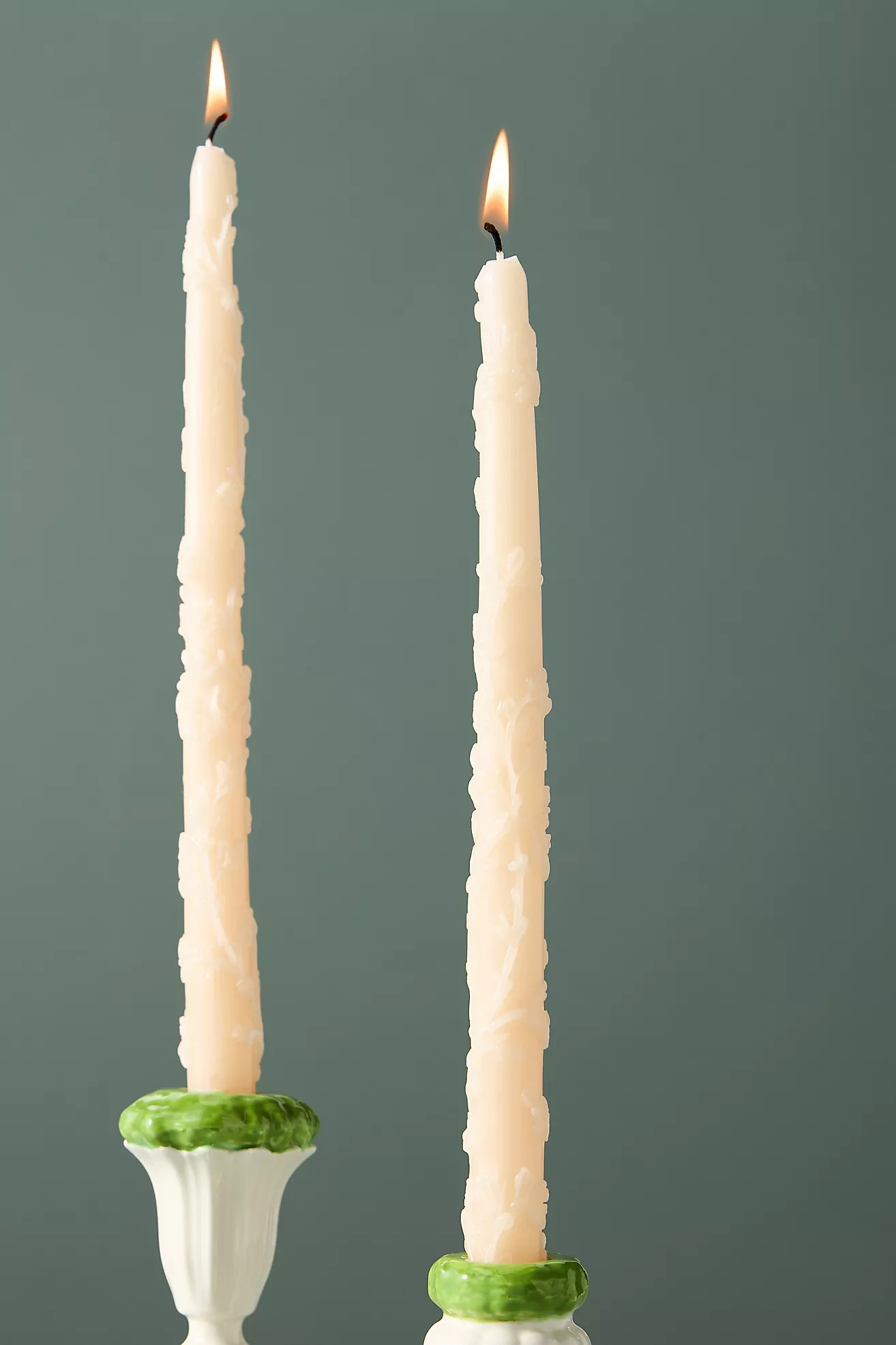 Ianthe Carved Floral Taper Candles, Set of 2 | Anthropologie (US)