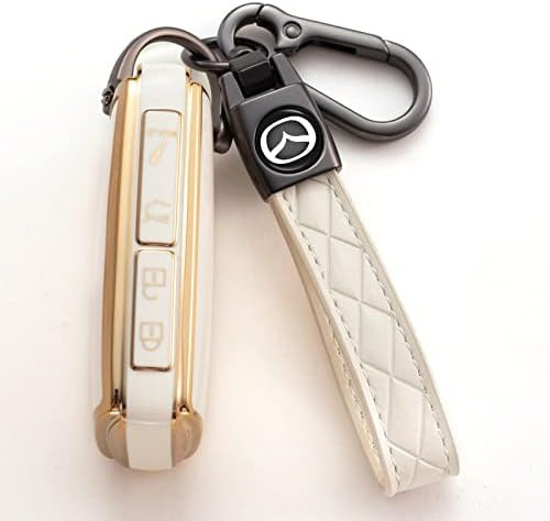 Saimui Smart Key Fob Case Cover Protector with Leather Key Holder Compatible with 2019-2022 Mazda... | Amazon (US)