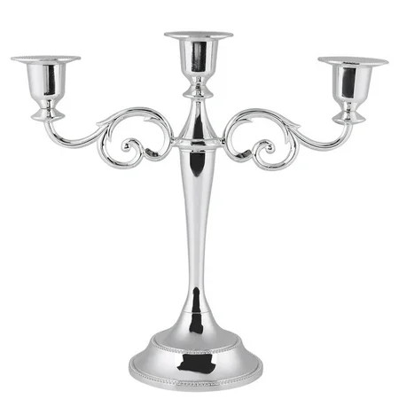 Tebru 3 Arms Candlestick, 3 Arms Metal Candle Holder European Style Candelabra Wedding Candlestick H | Walmart (US)