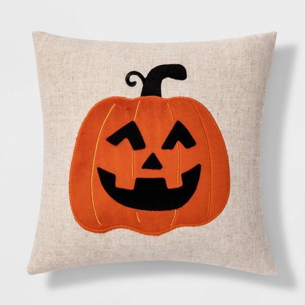 Pumpkin Square Throw Pillow Ivory/Orange - Hyde &#38; EEK! Boutique&#8482; | Target