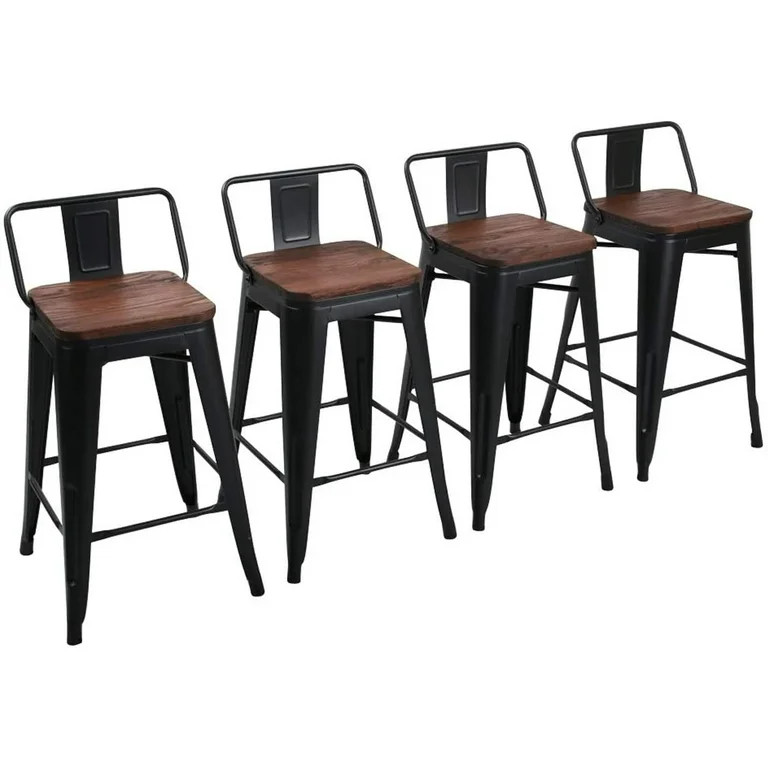 Andeworld 26" Metal Barstools Set of 4 Counter Height Bar Stools with Back (26" Seat Height, Wood... | Walmart (US)