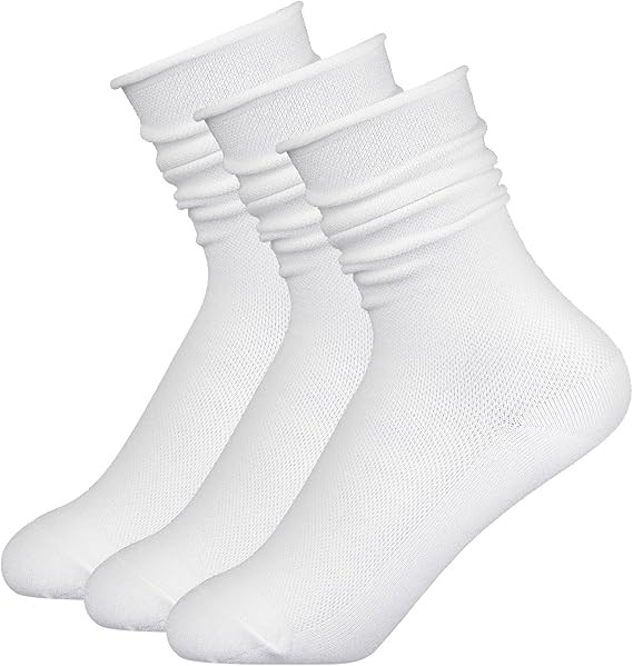 3Pairs Slouch Socks for Women, Cotton Crew Scrunch Socks with Seamless Toe Slouchy Long Socks for... | Amazon (US)
