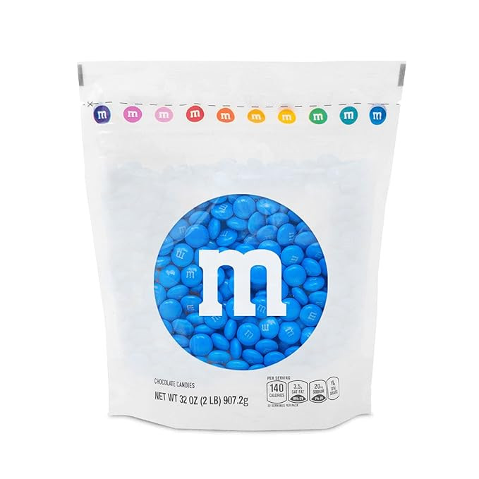 M&M’S WORLD Blue Candy Bulk - Milk Chocolate Candy, 2 lbs Resealable Pack for Graduation, Weddi... | Amazon (US)