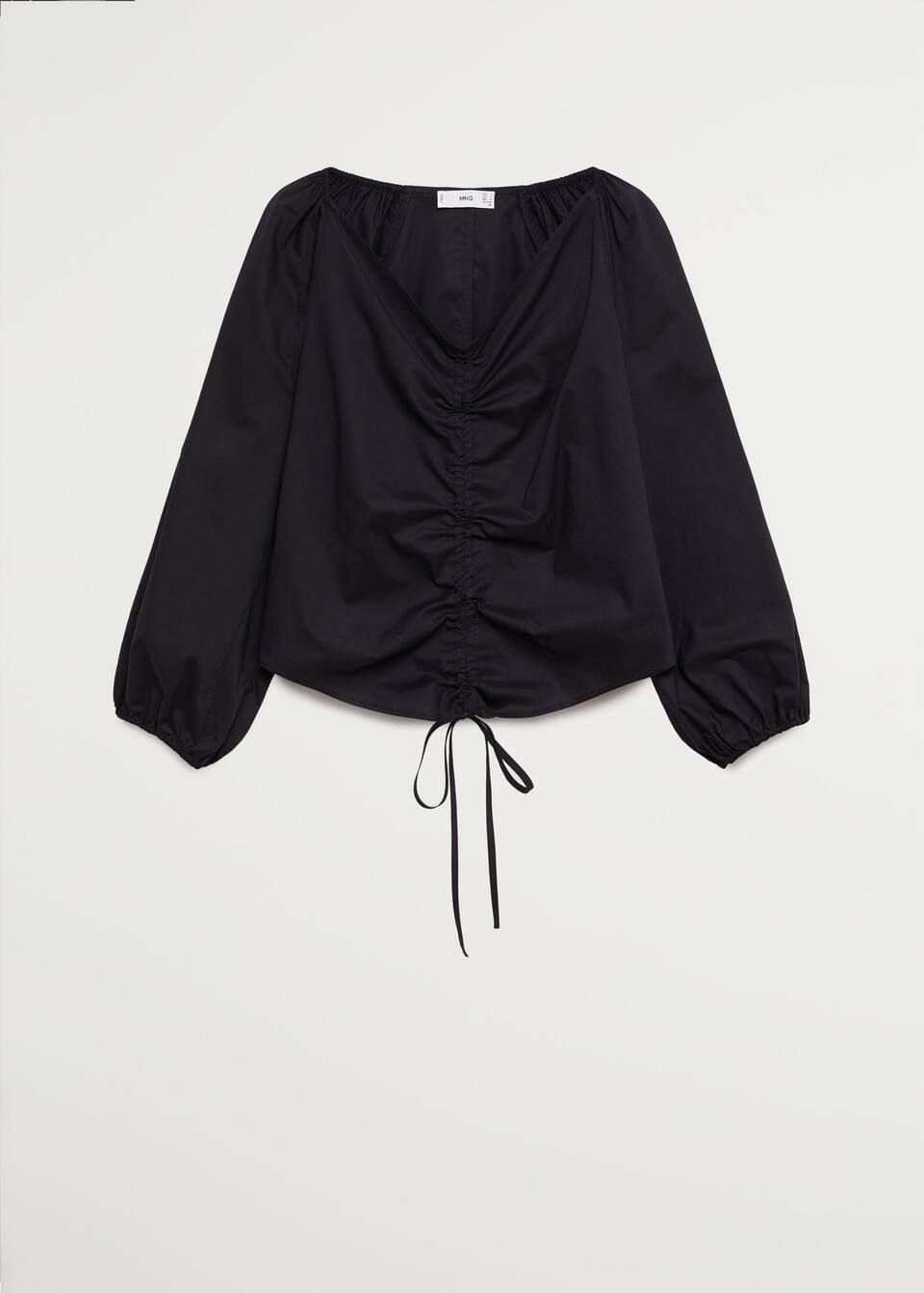 Cotton blouse with ruched detail  -  Women | Mango United Kingdom | MANGO (UK)