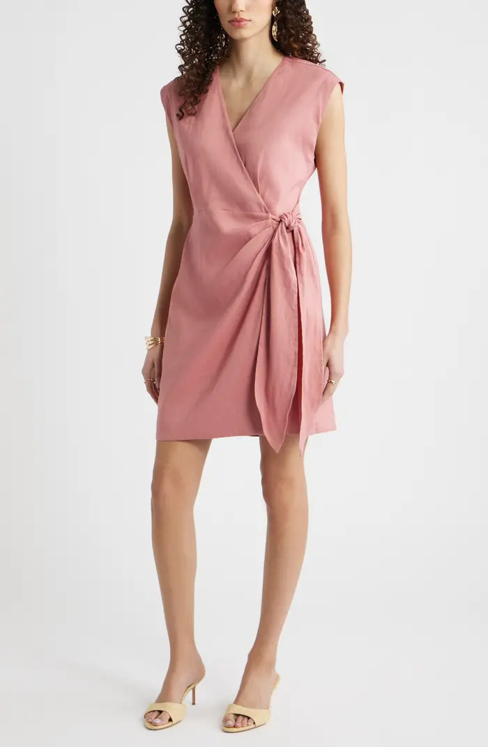 Linen Blend Wrap Dress | Nordstrom