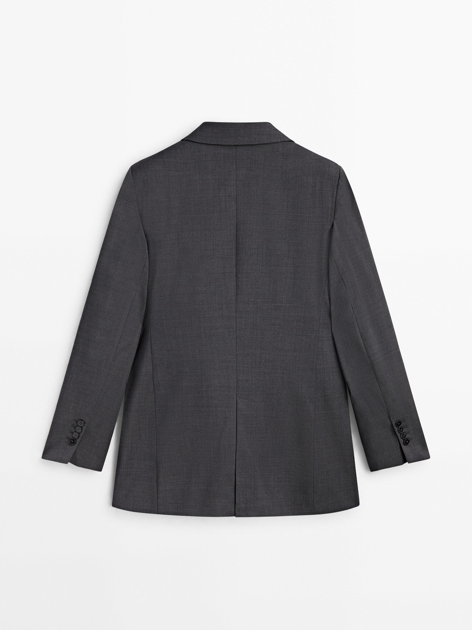 Grey cool wool blend suit blazer | Massimo Dutti US