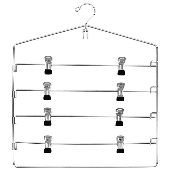 Chrome Metal 4-Tier Swing-Arm Skirt Hanger | The Container Store