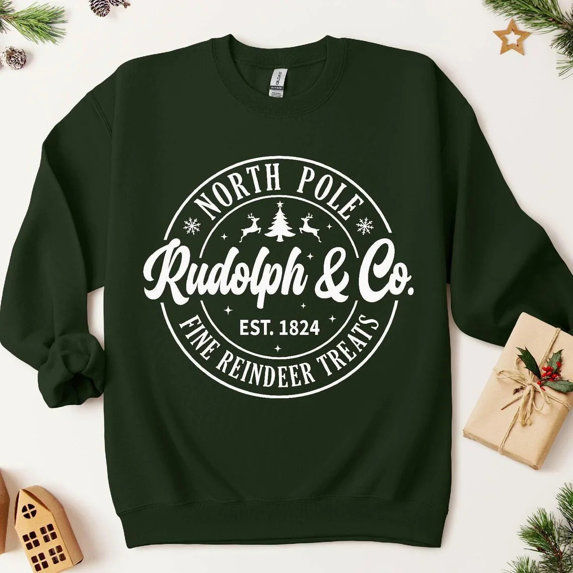 Simple Fit North Pole Rudolph Fine Reindeer Treats Sweatshirt, Spirit Brewing Co Sweater, Festive... | Walmart (US)