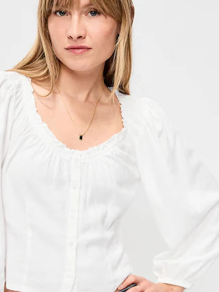 Long-Sleeve Button-Down Top | Old Navy (US)